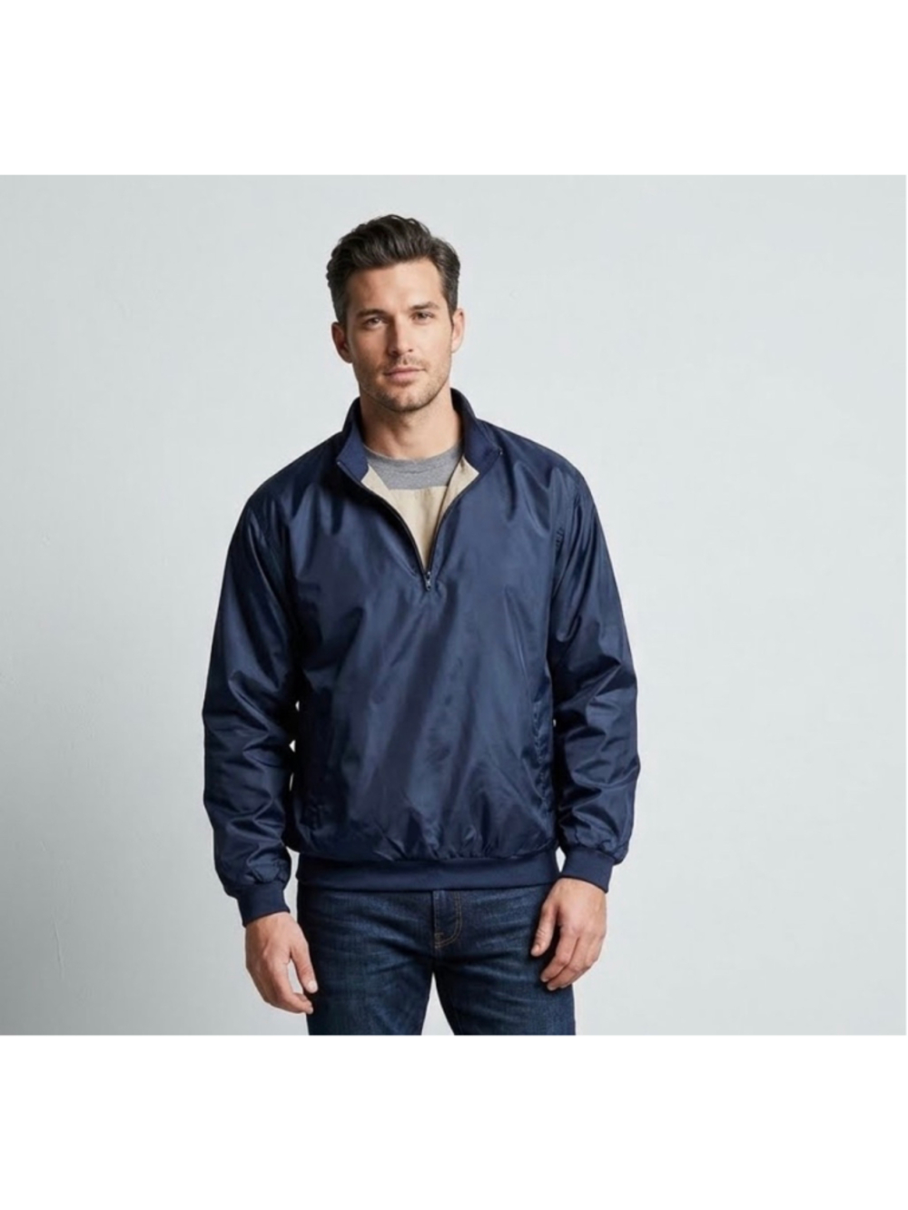 Men's Wolverine Windbreaker Jacket Size S Navy Blue Beige, Golf 1976